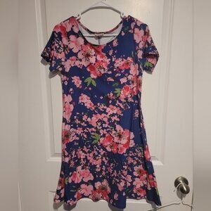 Yelete Navy Blue and Pink Floral Dress